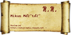 Mikus Máté névjegykártya
